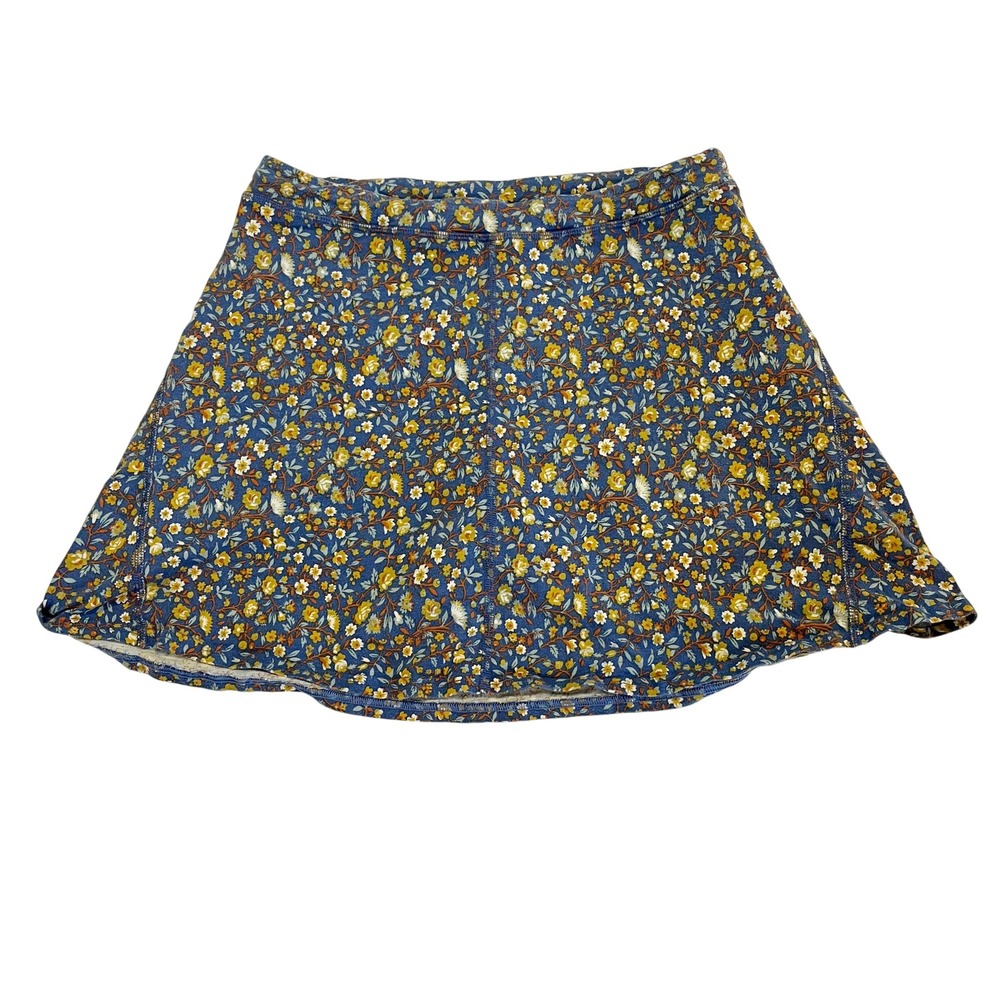 Toad & Co Chaka Skort Blue Floral Tencel Organic Cotton Active Skirt - LARGE